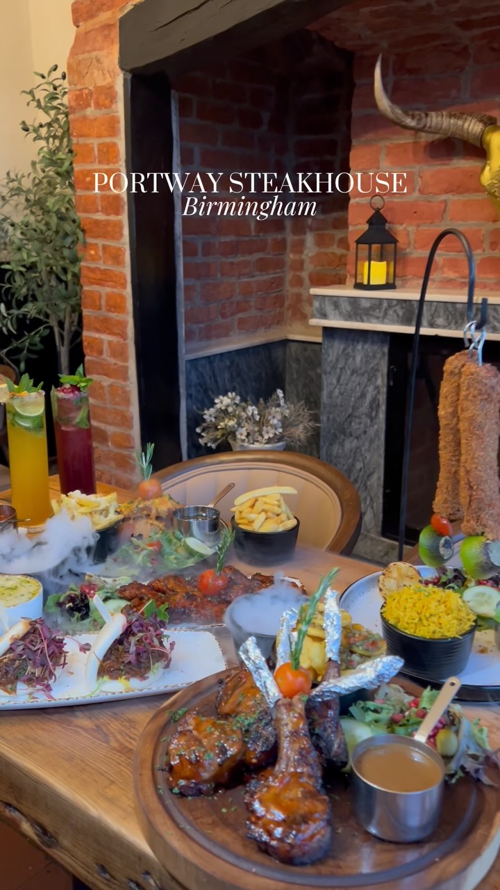 A full Portway table — platters, mocktails and dry ice by the fireplace
