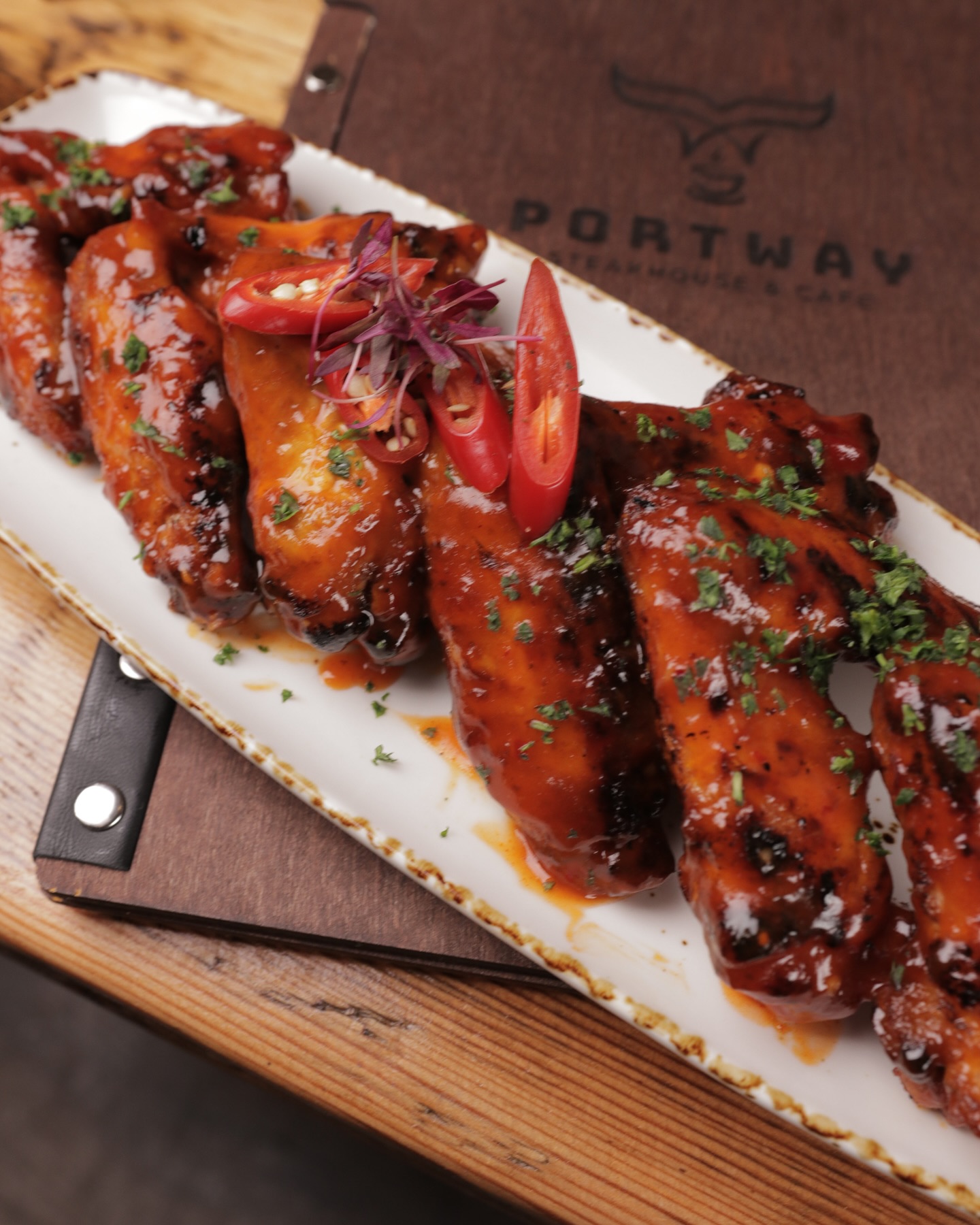 Sticky glazed wings platter