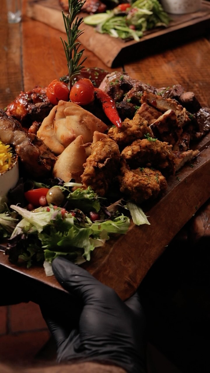 Fried platter served with gloves